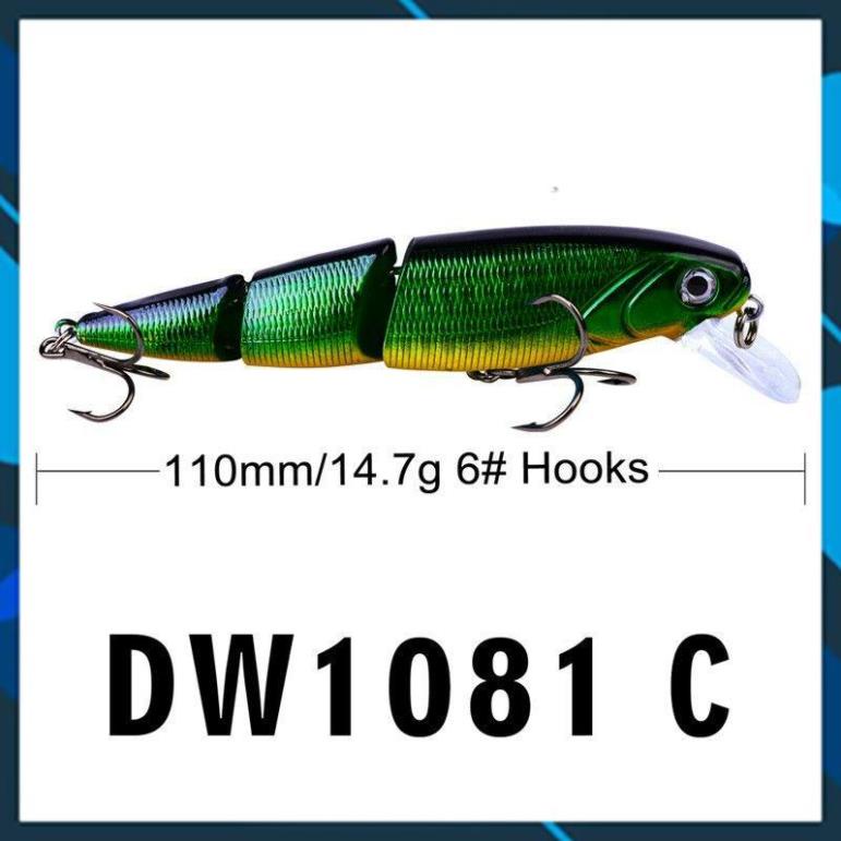 [Chất Lượng] Mồi Câu Lure 3 Khúc Dài 11cm nặng 14,7g  Chuyên Lure Chẽm,Nhồng, Hồng,Măng