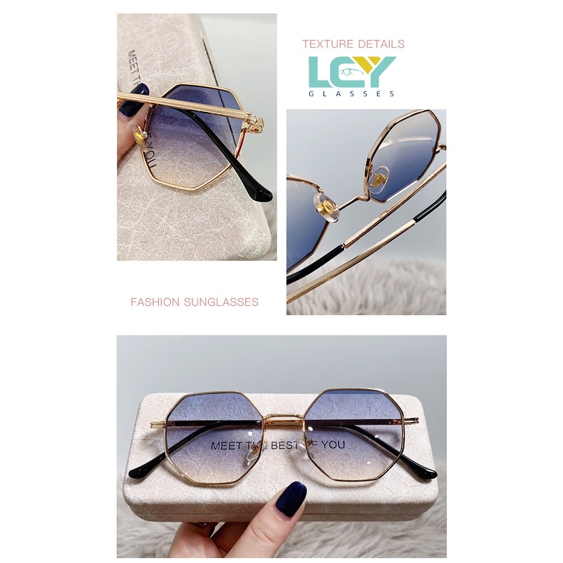 Kính Mát Gọng Đa Giác Kim Loại Cổ Điển