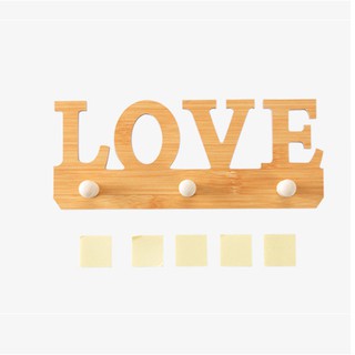 móc treo chìa khóa bằng gỗ đa năng chữ LOVE