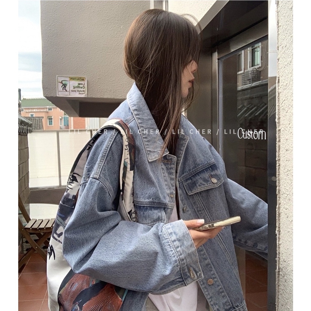 Áo Khoác Nữ Jean UNISEX Form Rộng Nữ - Áo khoác bò Denim nữ form rộng suông street style chống nắng basic Hàn Quốc