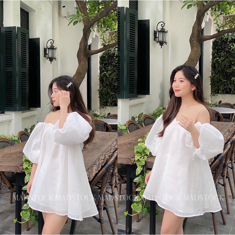 ÁO TRẮNG TRỄ VAI TAY BỒNG *ALICE* DÁNG BỒNG NHẸ NHÀNG  Áo Đi biển