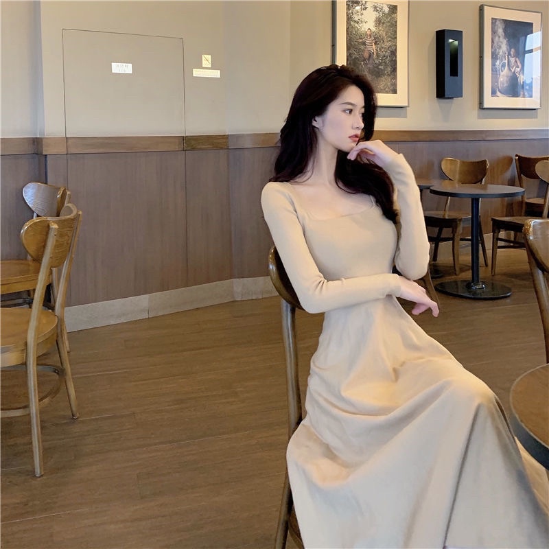 Váy Len Dệt Kim Phong Cách Hepburn Thời Trang Quảng Châu