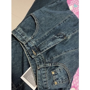 Chân váy jeans denim cạp cao dáng dài A-line xòe đuôi cá style Hong Kong