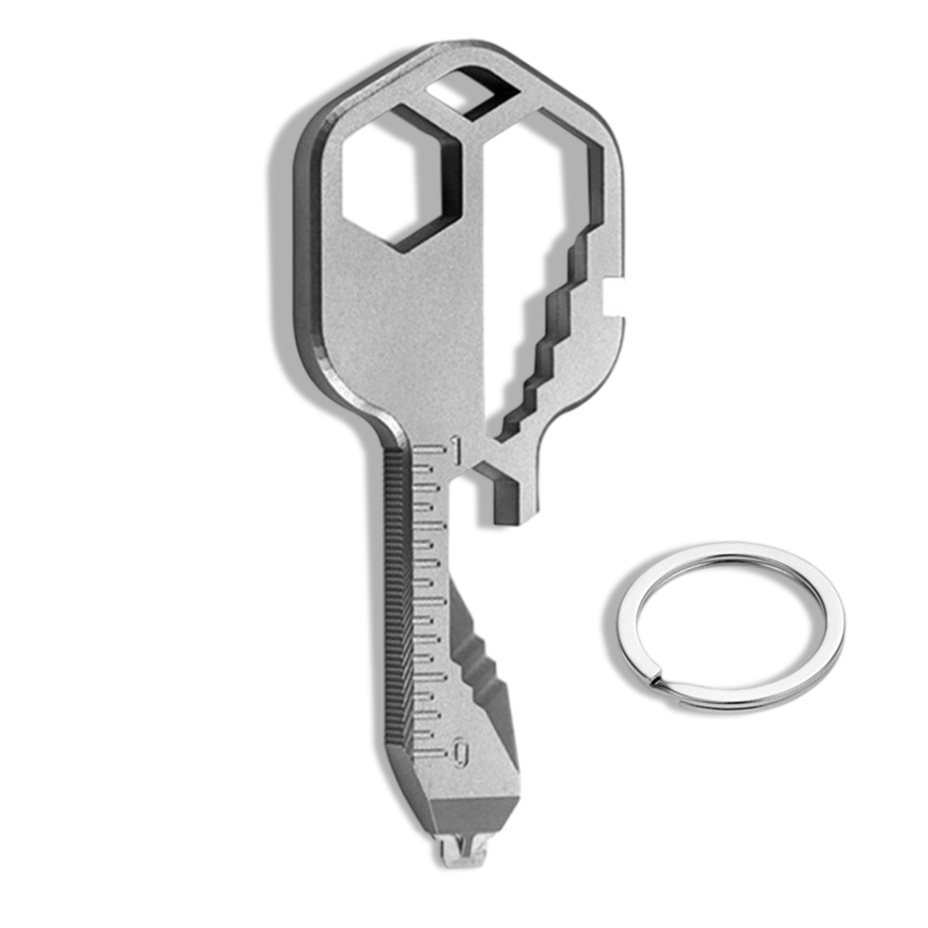 [CHOO] Steel 24-in-1 Key Tool Portable Pendant Drill File Bottle Opener Ruler Wrench Stripper Hand Repair Gadget Gift