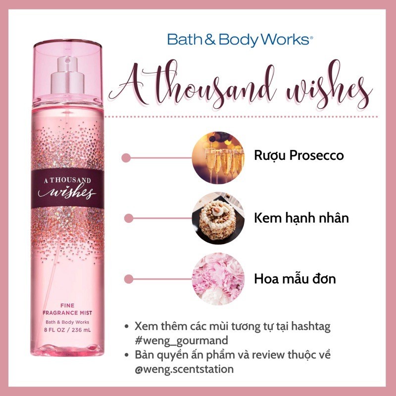 Xịt thơm nước hoa toàn thân Bath & Body Works A THOUSAND WISHES Mist