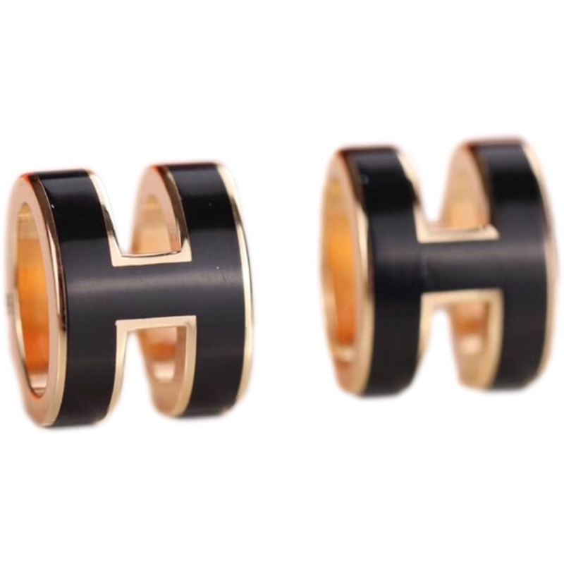 Bông tai Đinh tán hình chữ H màu trắng / đen / xám thanh lịch sang trọng dành cho nữ