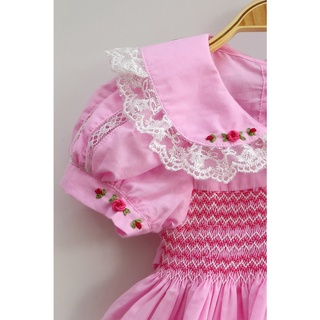 ĐẦM SMOCK CỔ SEN HỒNG TÍM