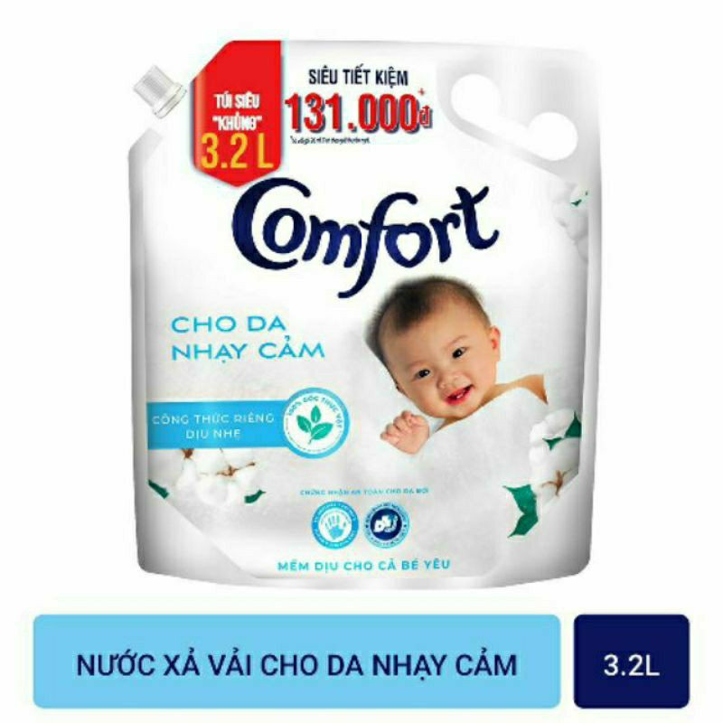 Nước xả vải Comfort cho da nhạy cảm túi 3.2 lít