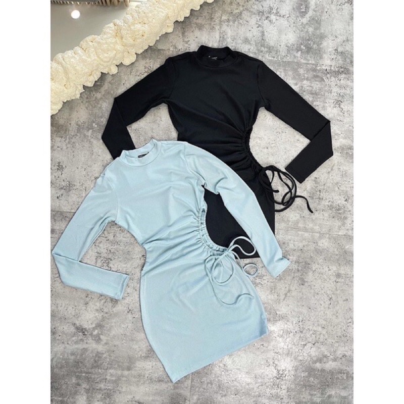 [FREESHIP] HÌNH THẬT đầm gân body khoét eo rút dây 4 màu siêu xinh
