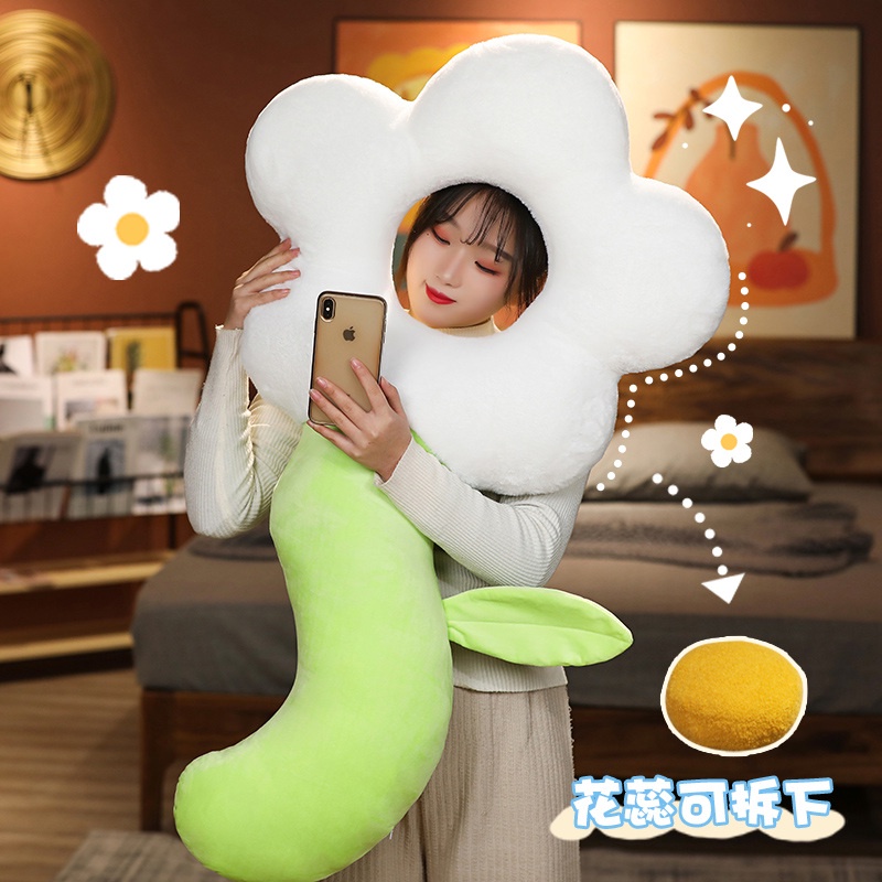 &lt;Tik Tok hot✨&gt;AIXINI 130CM Real Life Sunflower Plush Toys Flower Pillow Sofa Influencer Super Soft Cute Girls  Sleeping Cushion Beautiful Stuffed Plant Dolls Gift for Children