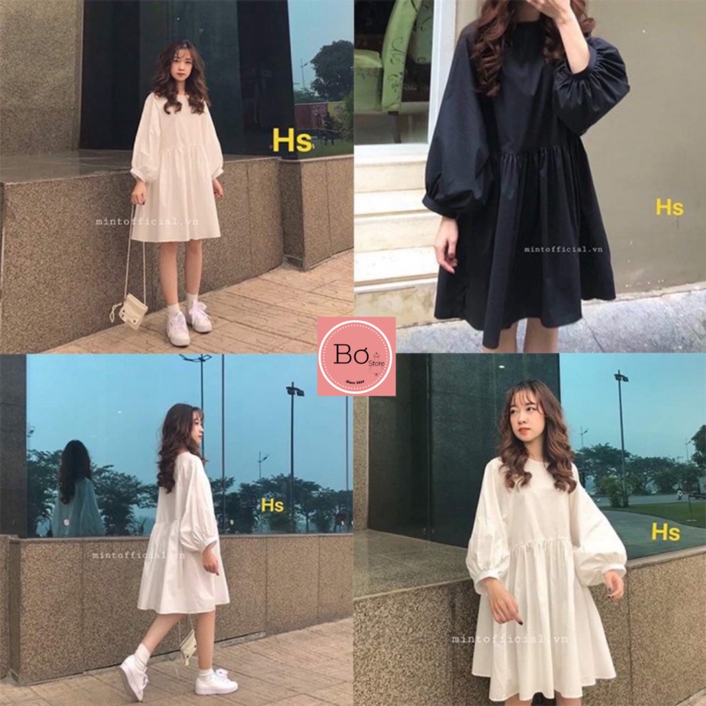 Váy Tay Phồng Baby Doll Chất Lụa Mềm Siêu Cute Bơ Store