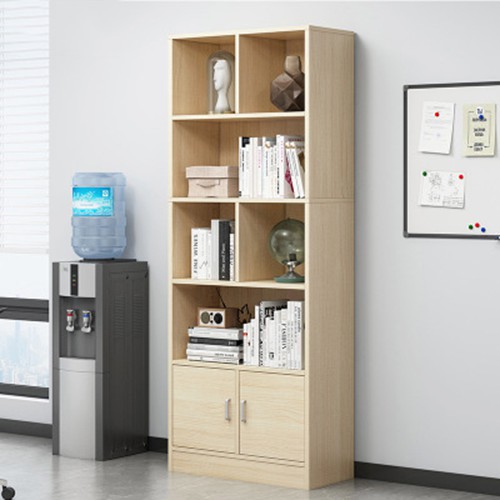 Kệ sách gỗ hiện đại nhiều ngăn màu trắng, nâu, vàng trang trí phòng khách - Tủ gỗ để đồ thông minh decor phòng đẹp 1m8