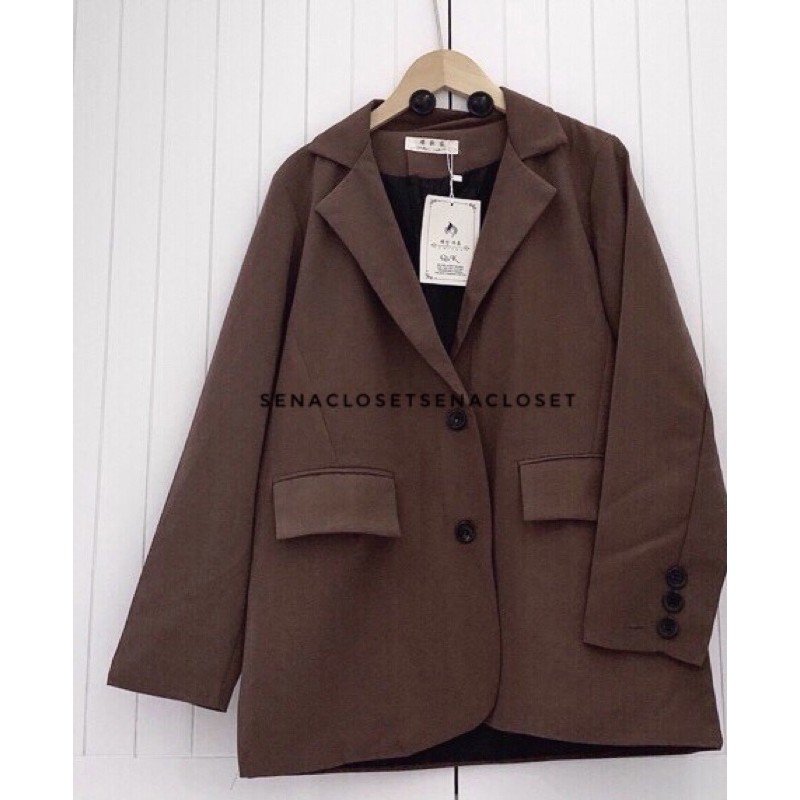 ÁO KHOÁC BLAZER 2 LỚP NÂU CHOCO QC ULZZANG HQ