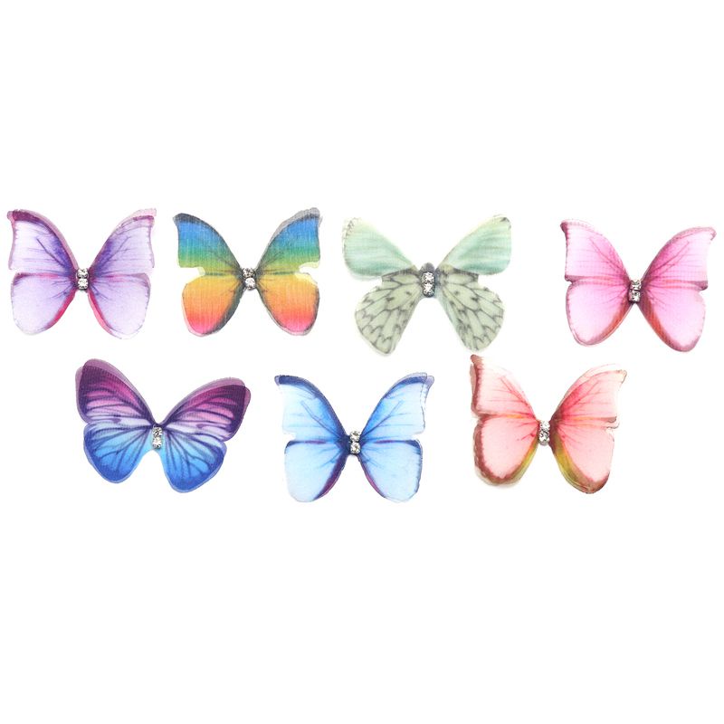 Set 50 Bươm Bướm Bằng Vải Organza Màu Sắc Gradient 38Mm Dùng Để Trang Trí Búp Bê