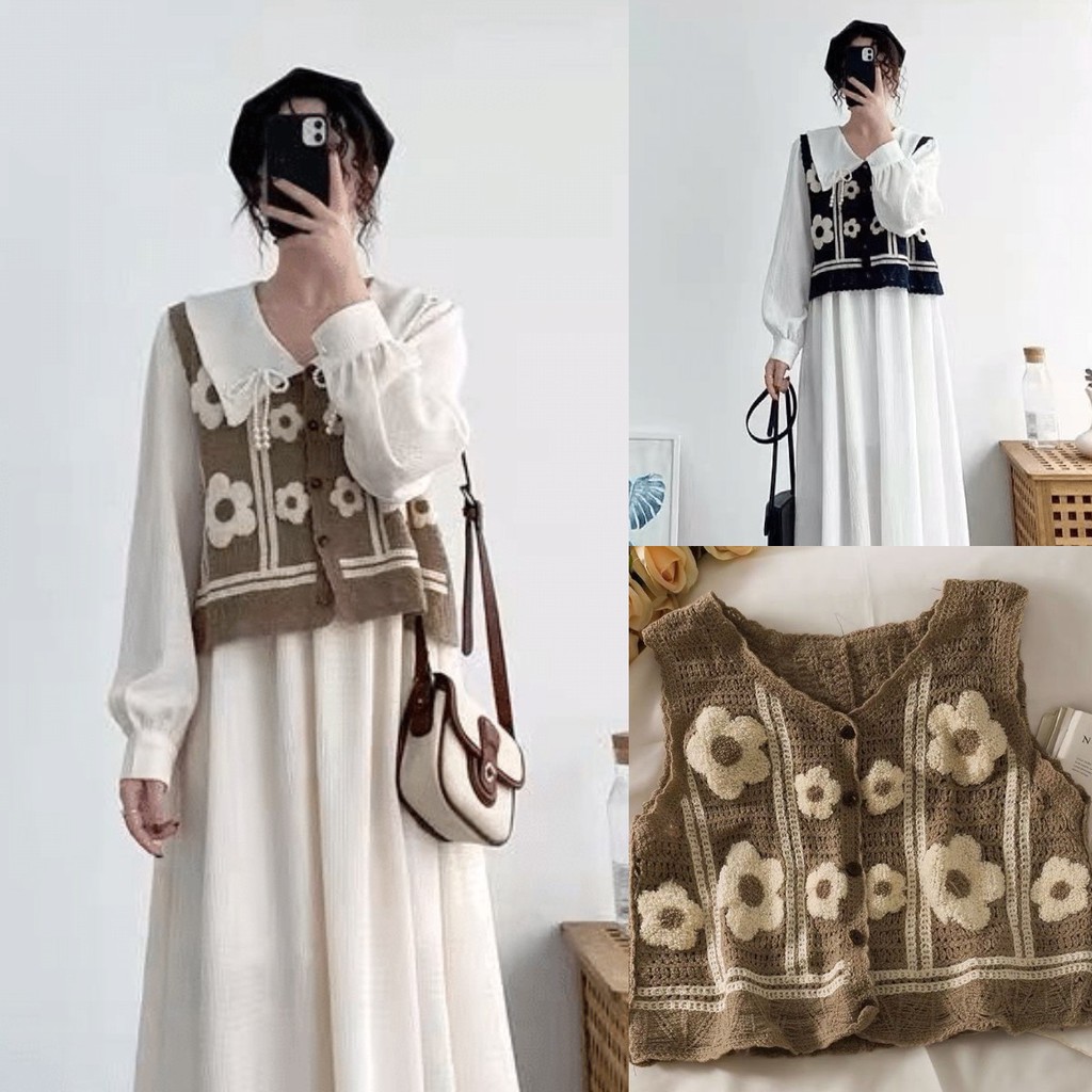 Áo dệt kim không tay phong cách Hàn Quốc thời trang cho nữ