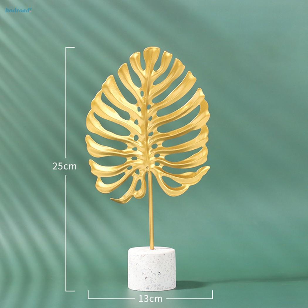 Monstera Leaf Gold Iron Light Luxury Golden Marble Base Table Top Decor Nice