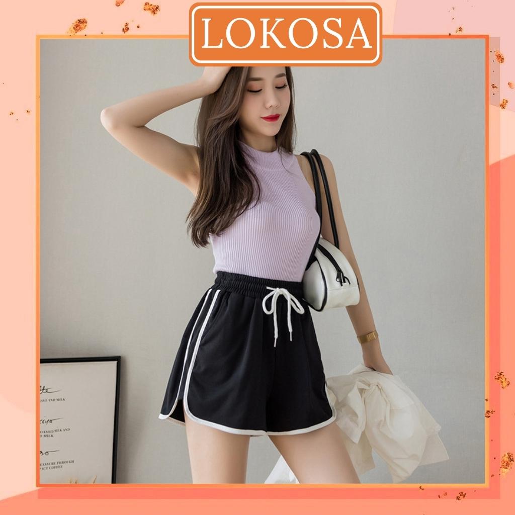 Quần đùi ngắn LOKOSA , Quần sooc thun nữ mặc nhà, thể thao Hàn Quốc đẹp QD005