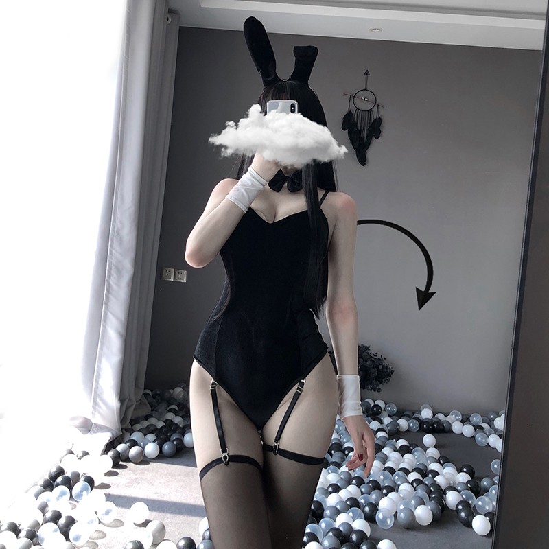 Cosplay thỏ nhung sexy cao cấp xinh xắn đầy đủ phụ kiện như hình, hóa trang, lễ hội, Noel, Giáng Sinh, Halloween