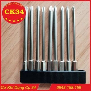 Bộ 9 mũi tô vít bốn cạnh, bake đủ kích thước PH1, PH2 hãng BROPPE cho máy khoan, bắn vít