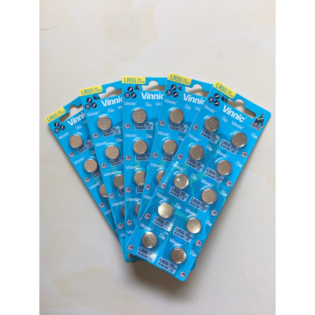Combo  5 vỉ pin Vinnic L1121F SR1120W AG8 391 1121 1120 LR55 1.5V Hong  Kong