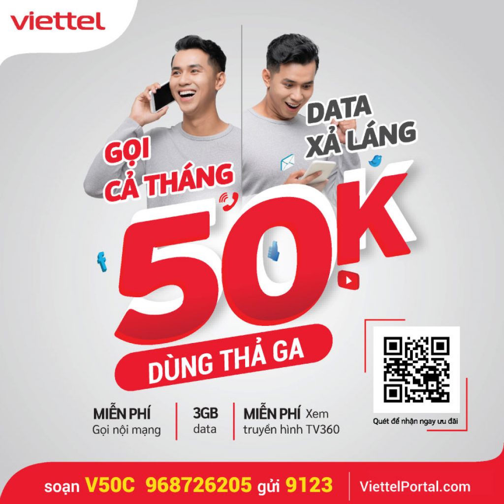 Sim 4G Viettel gói V70C Miễn Phí gọi nội mạng dưới 10 phút và 3GB tháng