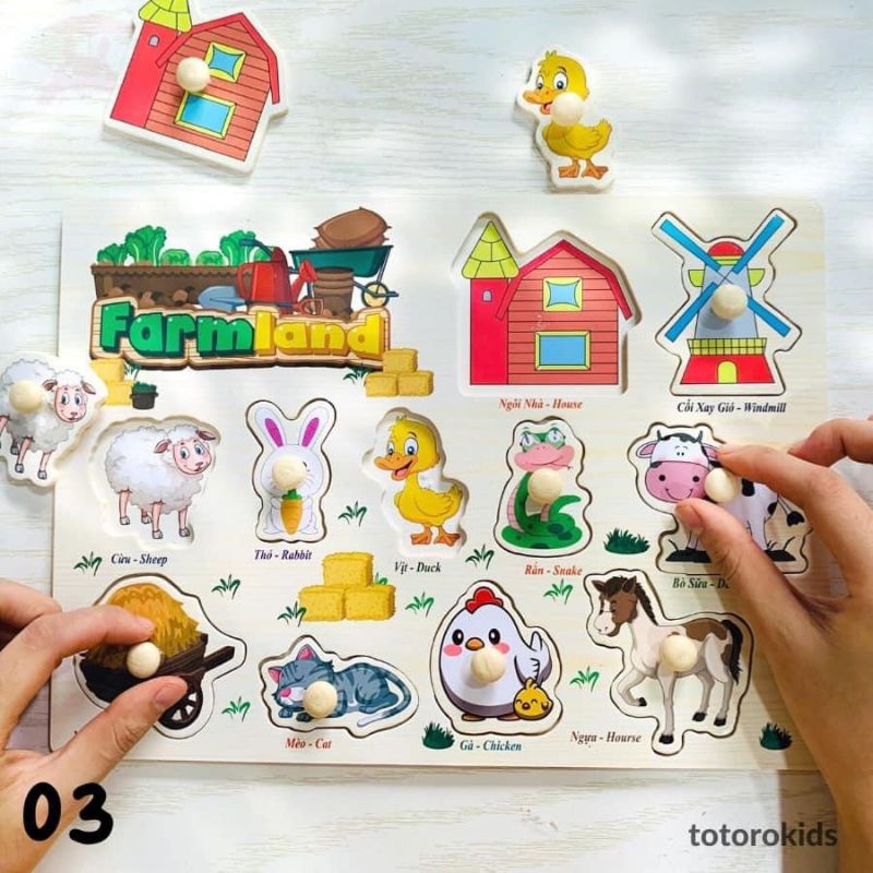 Bảng chữ Tiếng Việt có núm cầm tiêu chuẩn Giáo dục 23*30cm