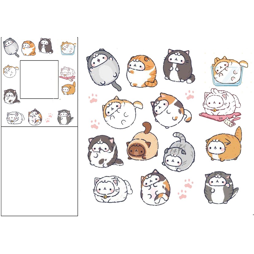sticker molang cắt rời size to SCI1 có bao giấy cute dễ thương bullet journal