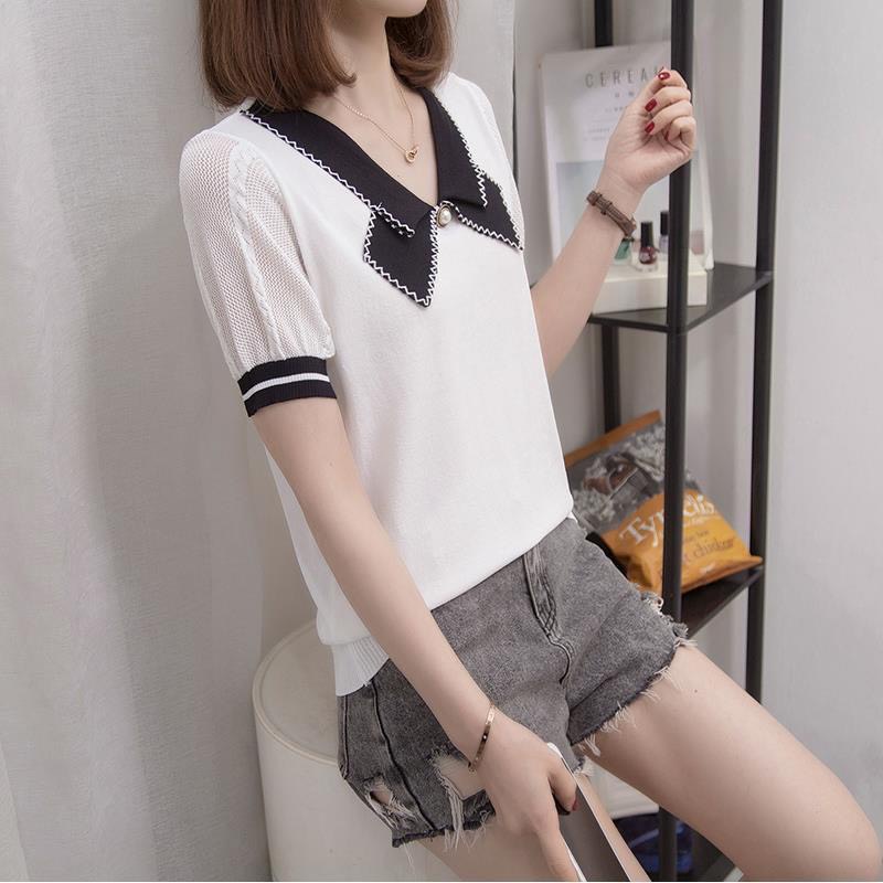 Áo Mongtoghi Cổ Nơ Tay Ngắn Viền Tay Phong Cách Hàn Quốc | Smide Clothing