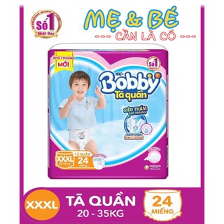 Tã Quần Bobby Size XXXL 24 miếng dành cho bé 20 đến 35 kg, Rãnh thấm Kim Cương