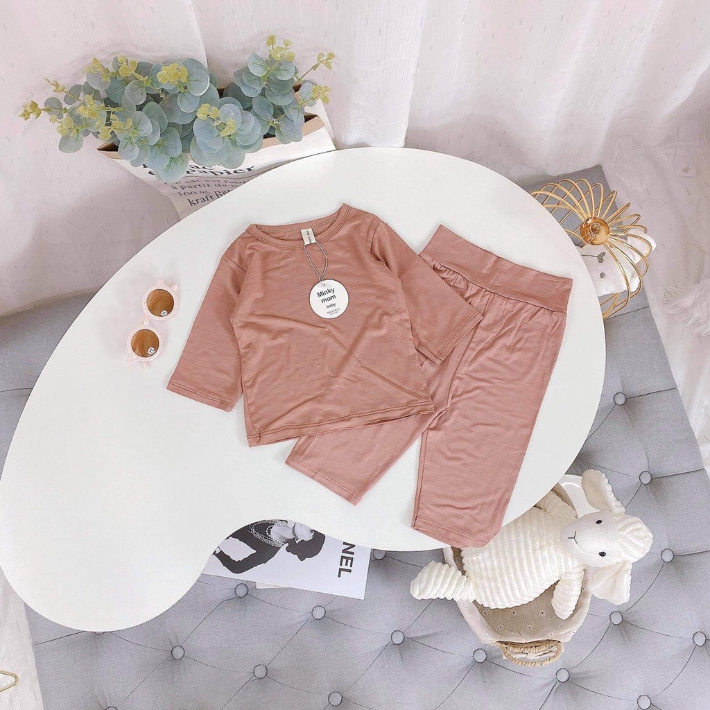 Bộ Minkey Mom, Peekaboo Dài Tay Cạp Cao Chất Thun Lạnh, Bộ Quần Áo Trẻ Em Từ 8-20kg