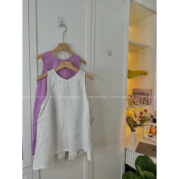 MIE MIN Áo Linen Mie sát nách cúc lưng