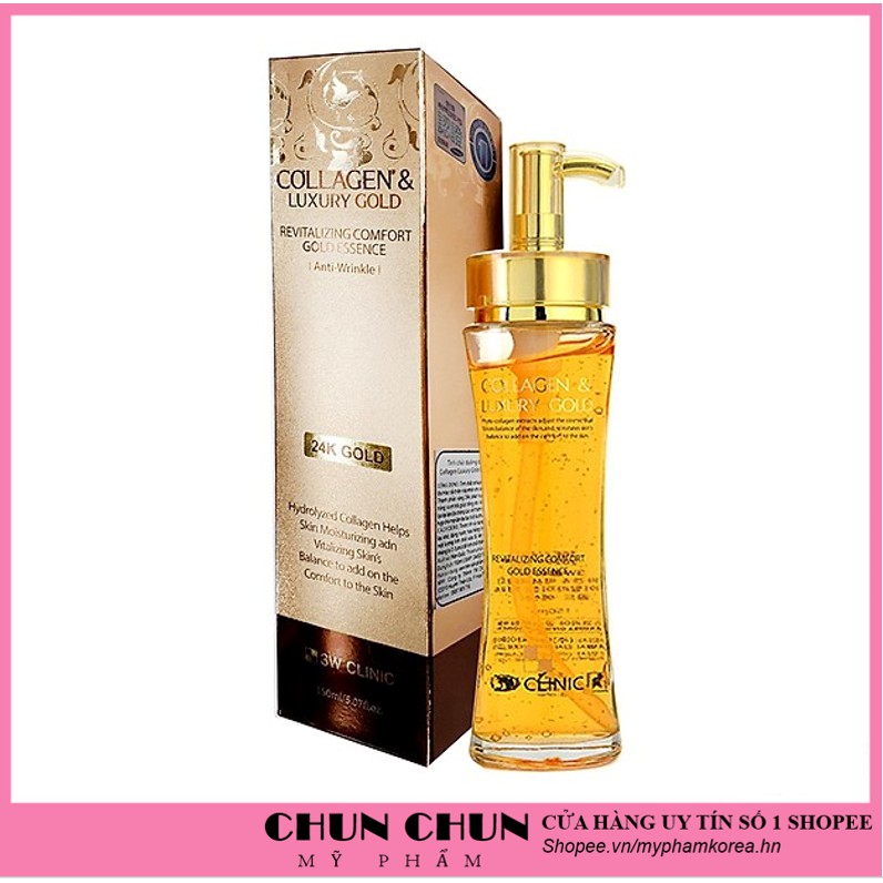 Serum vàng 24k dưỡng trắng da dưỡng ẩm Luxury Gold chống lão hóa căng bóng da 3W Clinic Hàn Quốc 150ml | BigBuy360 - bigbuy360.vn