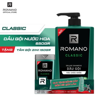Dầu gội Romano Classic 650gr & tắm gội 2in1 Romano Classic 150gr