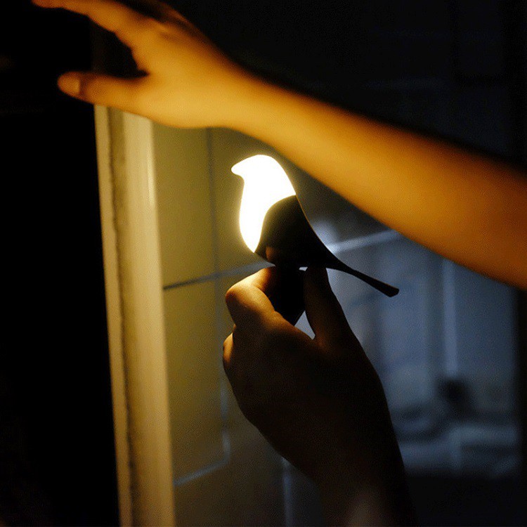 Đen Led Trang Trí ❤️FREESHIP❤️ Đèn LED Cảm Ứng Cute Hình Chú Chim- Làm Đèn Ngủ, Quà Tặng - Pin Sạc