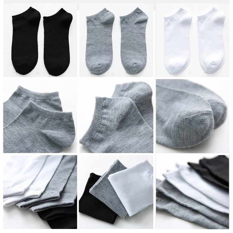 Vớ Tất Nam Nữ Ba Màu Trơn Cổ Ngắn 100% Cotton Hàng Xuất Nhật Cực Xịn Sò (Kèm Tag)
