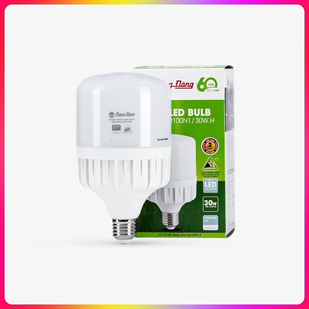 Bóng đèn LED Trụ Rạng Đông - Ánh sáng trắng/vàng công suất (20W, 30W, 40W, 50W) Tiết kiệm điện