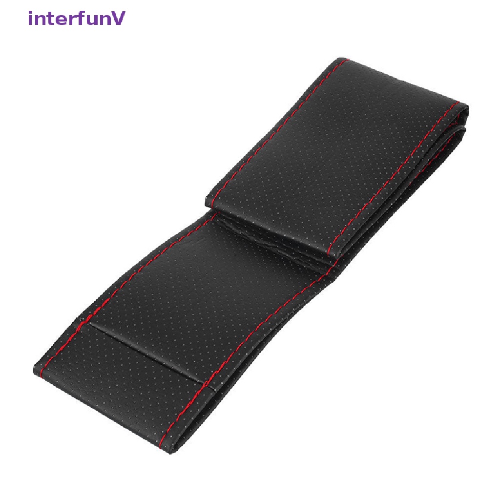 Vỏ Bọc Vô Lăng Xe Hơi DIY Bằng Da PU Màu Đen + Đỏ 38cm Kèm Chỉ Và Chỉ