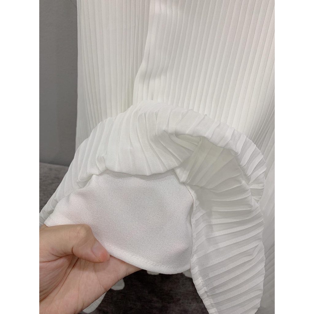 Váy Bầu Thiết Kế Công Sở, Yếm Suông Xếp Ly V007
