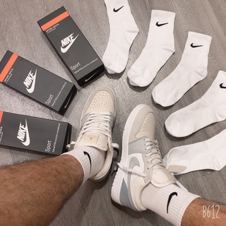 Tất vớ nam nữ cổ cao thể thao trắng đẹp dệt kim cao cấp N86