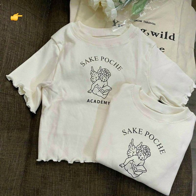 Áo croptop thiên thần cuốn biên SAKE POCHE