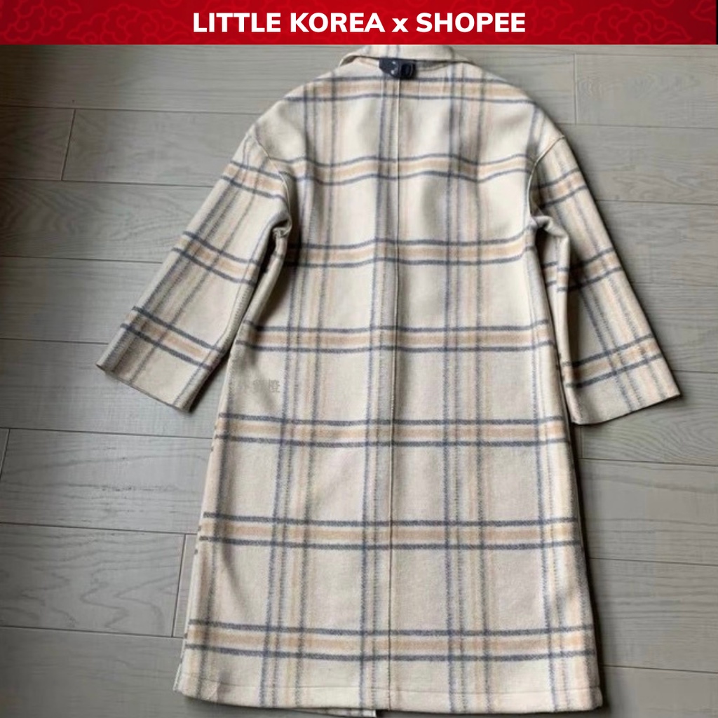 Áo Khoác Dạ Nữ Dáng Dài 2 Lớp Kẻ Caro - LITTLE KOREA