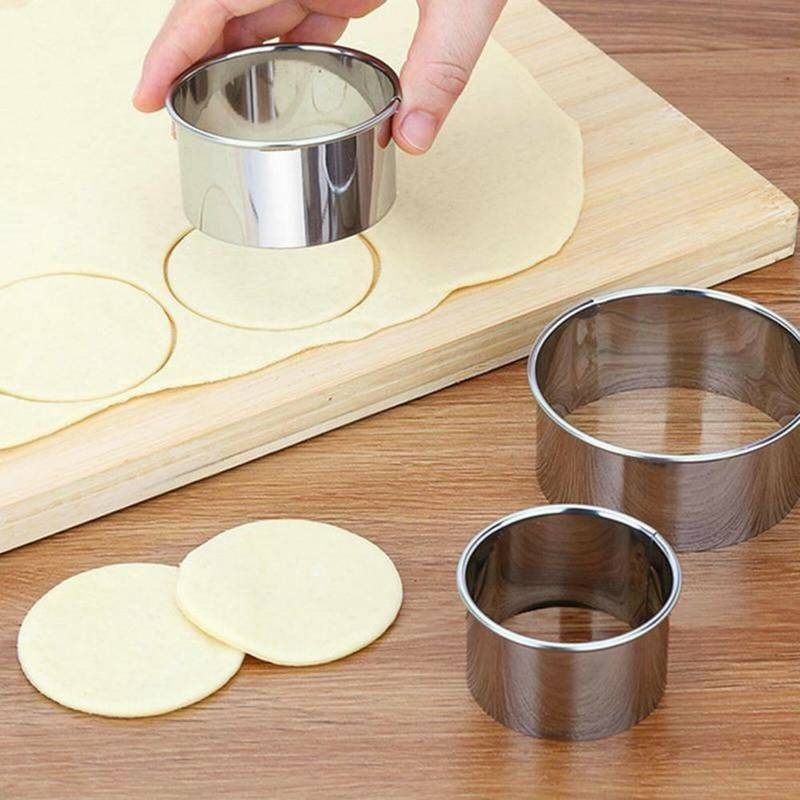 Set 5 Khuôn Làm Bánh Bao/Bánh Xếp Hình Tròn Bằng Thép Không Gỉ Nhiều Kích Cỡ