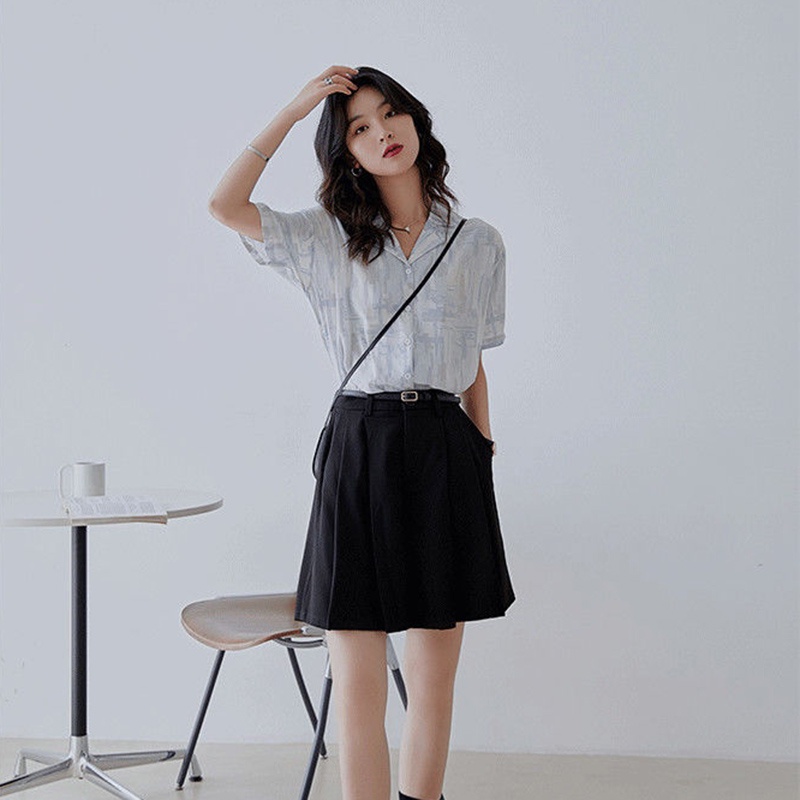 Áo sơ mi IELGY bằng vải chiffon mỏng tay ngắn thiết kế xinh xắn thời trang Pháp cho nữ