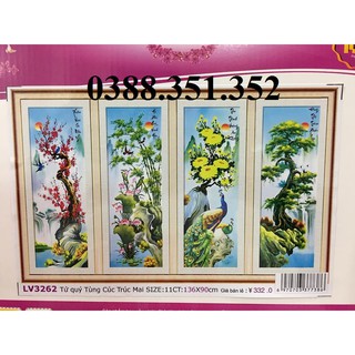 tranh thêu chữ thập tứ quý kt 136x90cm