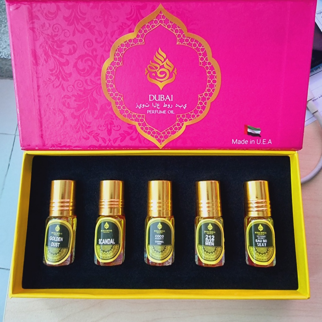 Set Tinh Dầu Nước Hoa DUBAI Gồm 5 Chai - Hộp Cực Sang Chảnh Dành Cho Cả Nam Và Nữ
