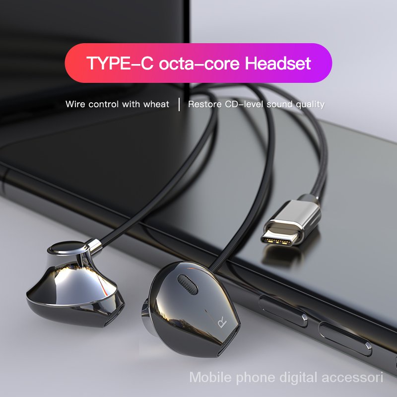 Tai Nghe Nhét Tai 6d Cổng Usb Type C Có Micro Điều Khiển Âm Thanh Nổi Cho Điện Thoại Xiaomi
