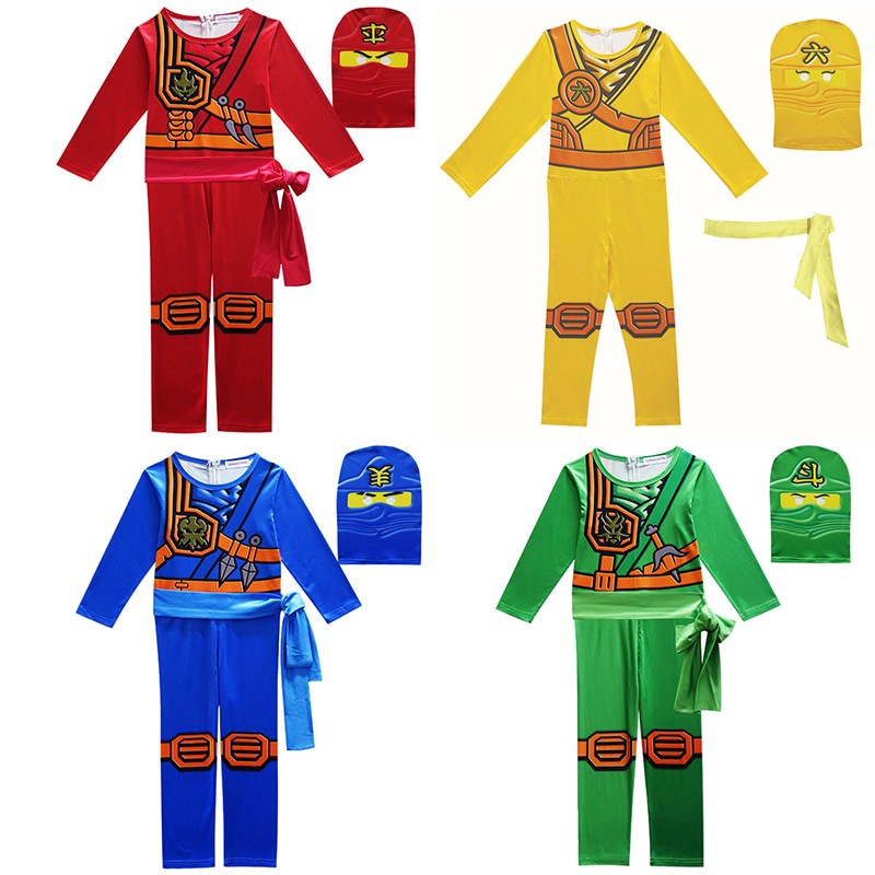 Bộ Trang Phục Hóa Trang Nhân Vật Hoạt Hình Ninja Màu Sắc Độc Đáo Gồm Áo Liền Quần Và Thắt Lưng Cho Bé