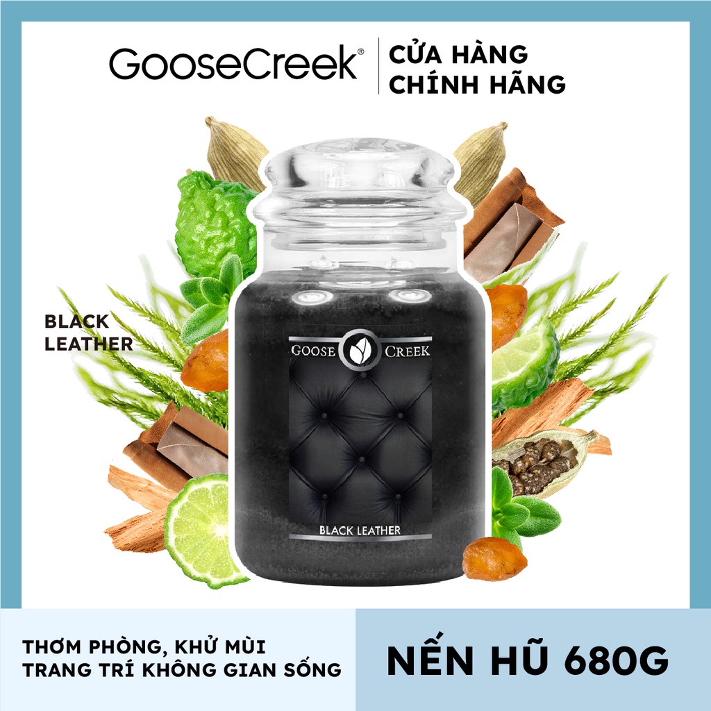 Nến hũ Goose Creek - Black Leather (680g)