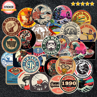 Sticker Vintage Labels chống nước sticker dán mũ bảo hiểm, laptop, điện thoại, đàn guitar, máy tính, vali, xe máy,..