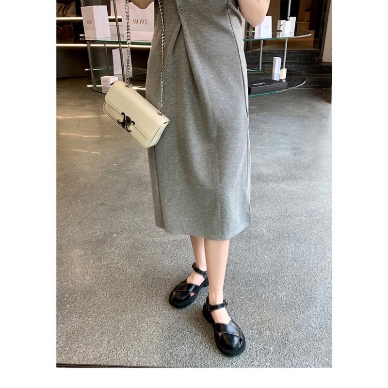 Dép sandal Rọ nữ 2 NAN Chéo bản to  chất da mềm đế 3cm